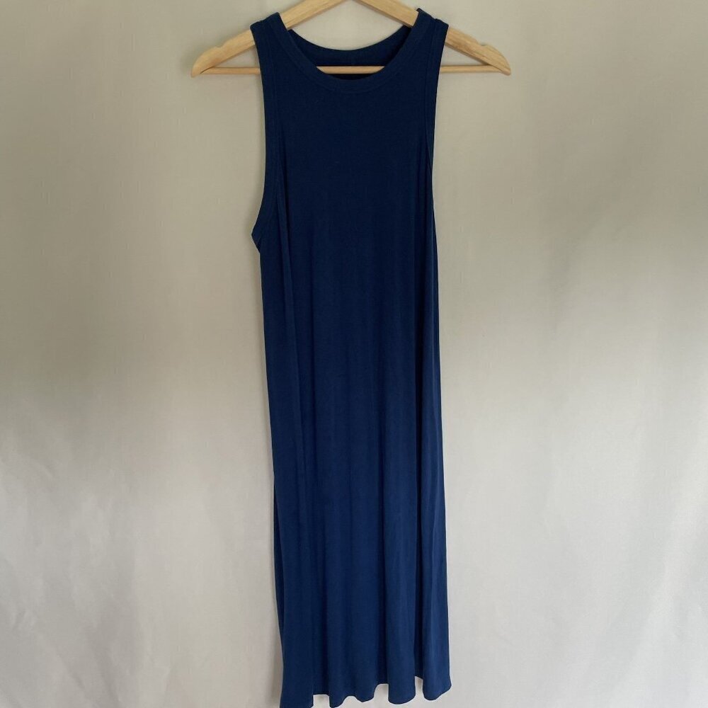 a new day blue sleeveless summer sundress casual rayon spandex‎ size small